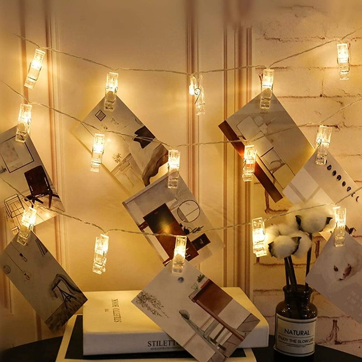Illuminated photo clip installation