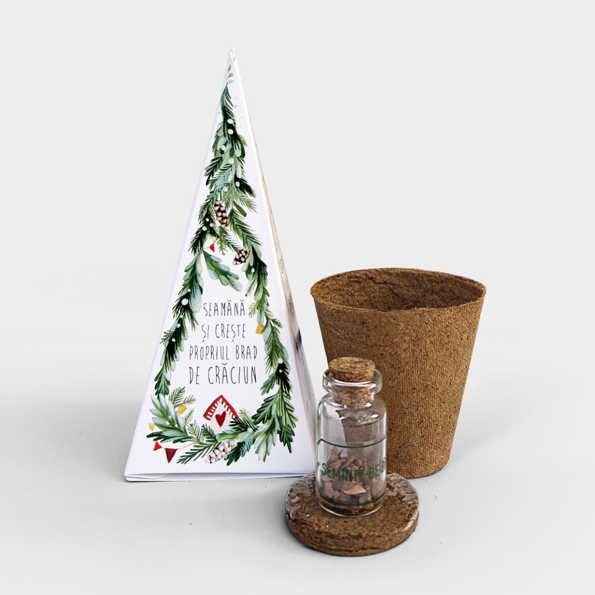 Gepersonaliseerde kerstboom-plantkit met logo en boodschap - Vrolijk Kerstfeest