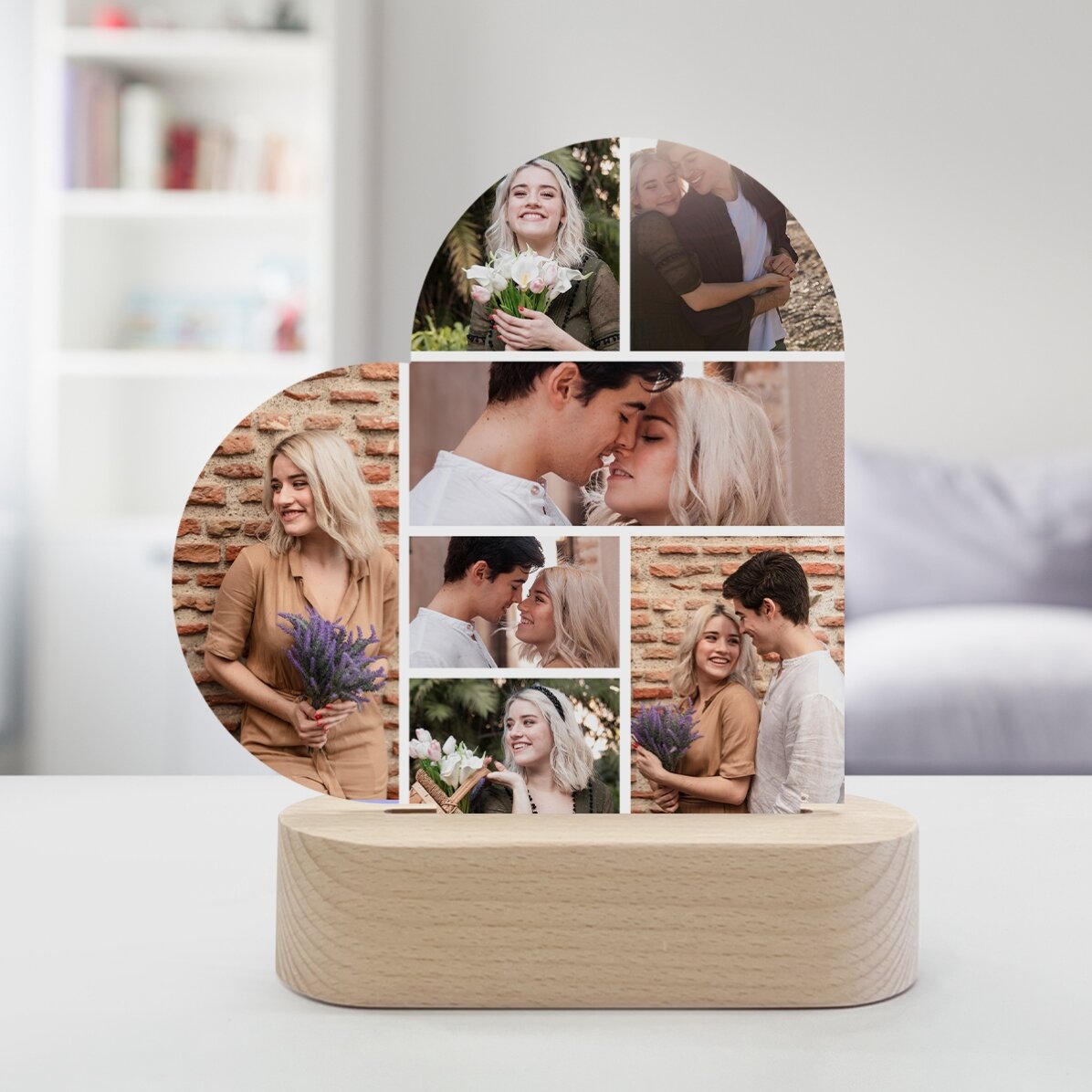 Personalised LED night light with 7 photos