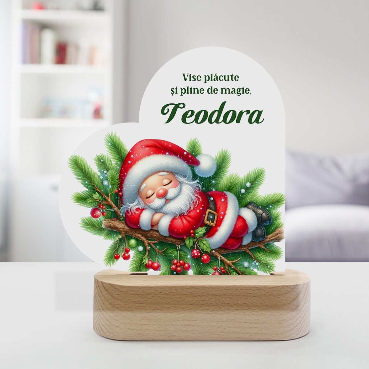 Gepersonaliseerde LED-nachtlampje in de vorm van een hart met boodschap voor kinderen - Kerstman