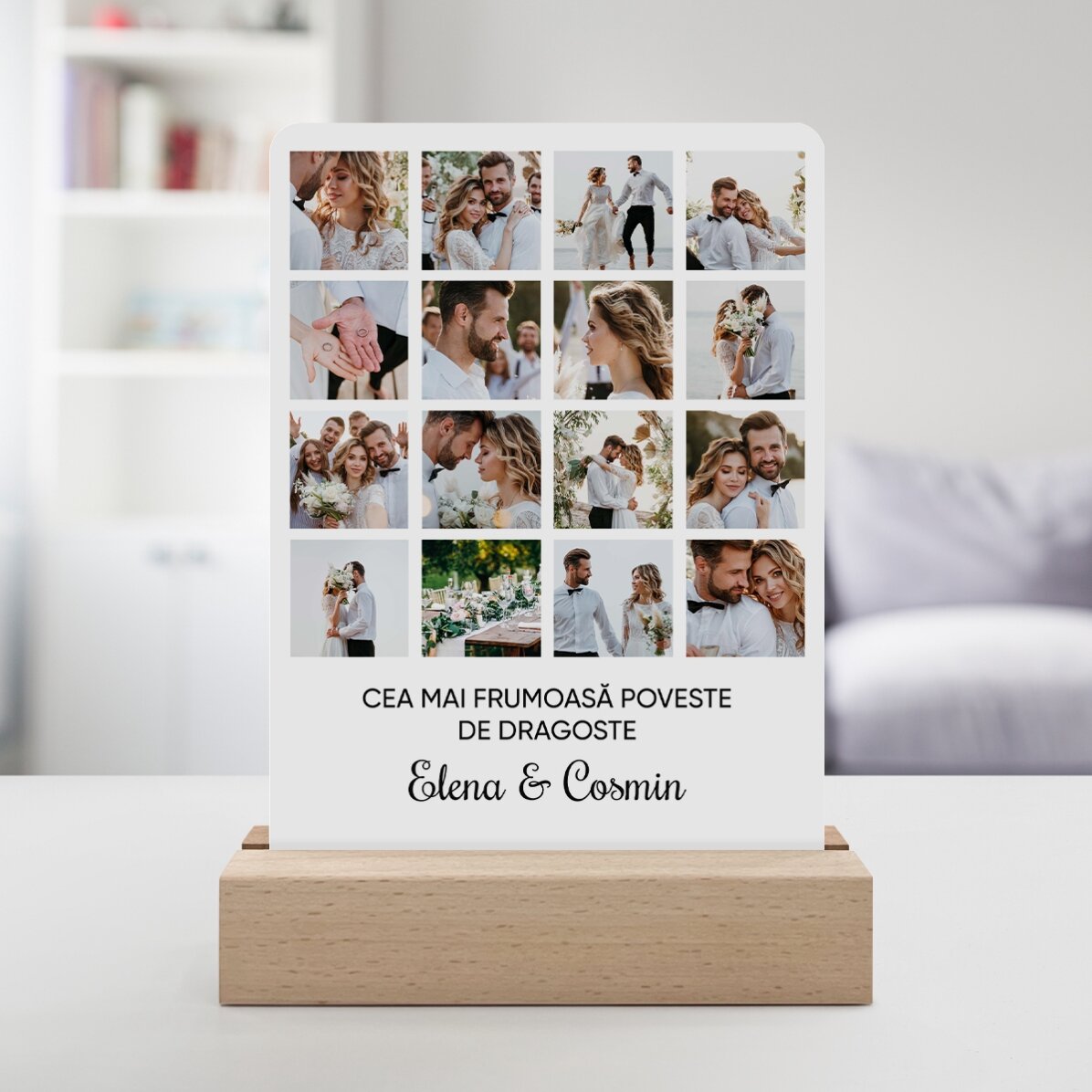 Personalised LED night light with 16 photos and message