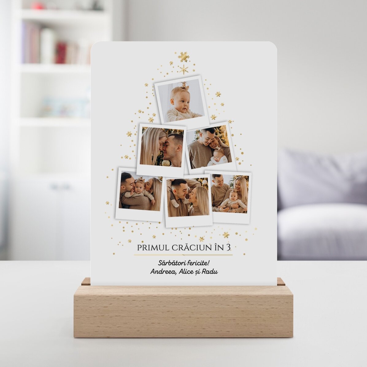 Gepersonaliseerde LED-nachtlampje met 6 foto’s en een boodschap - Kerstboom