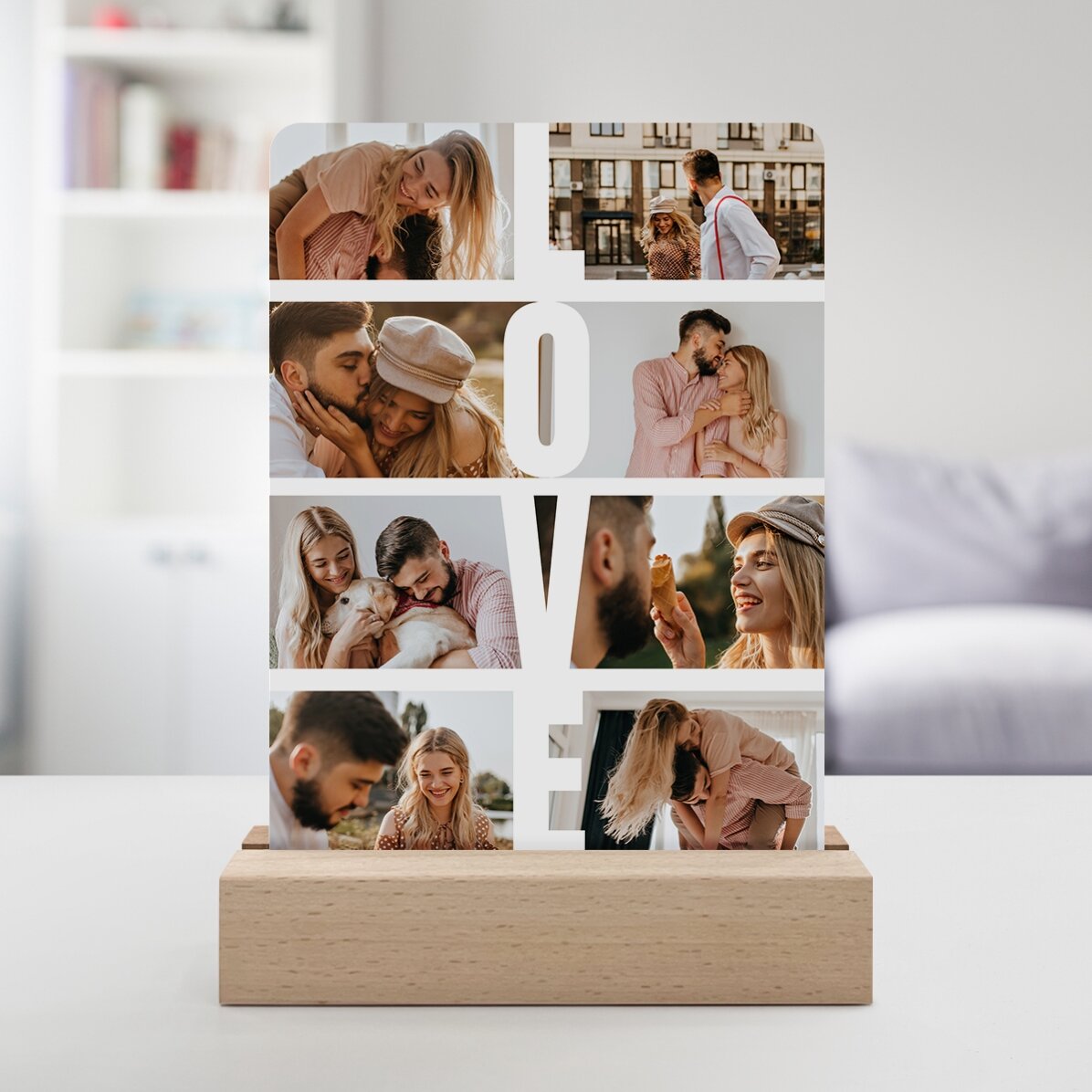 Gepersonaliseerde LED-nachtlamp met 8 foto