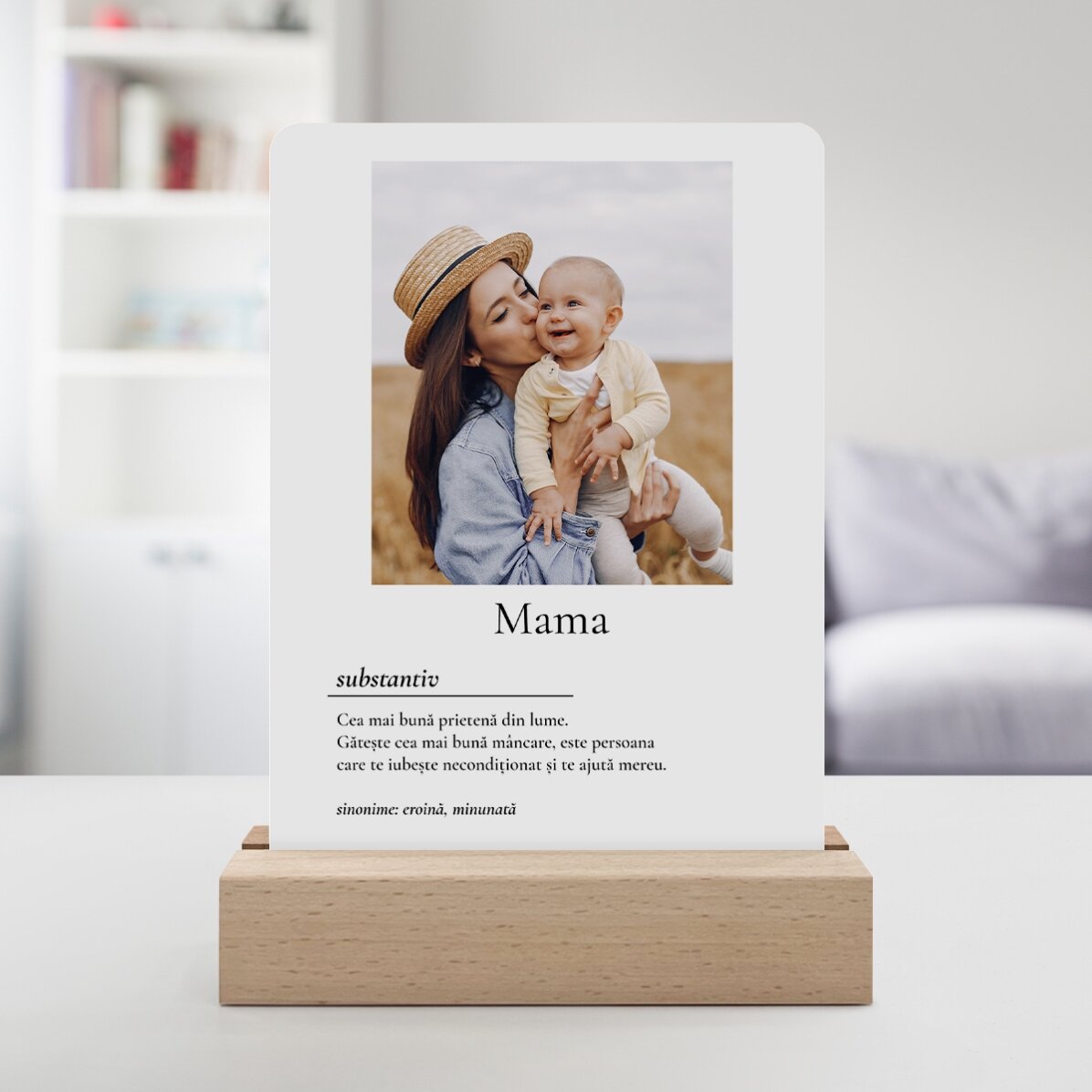 Gepersonaliseerde LED-nachtlamp met een foto en een boodschap