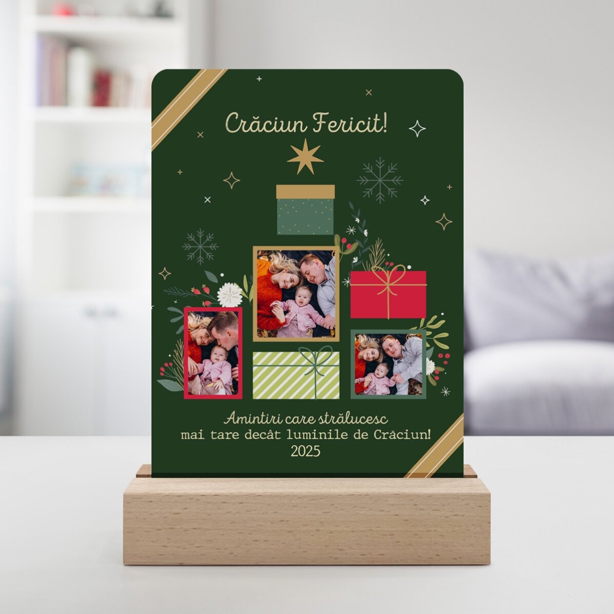 Personalised LED night light with photos and message - Christmas memories