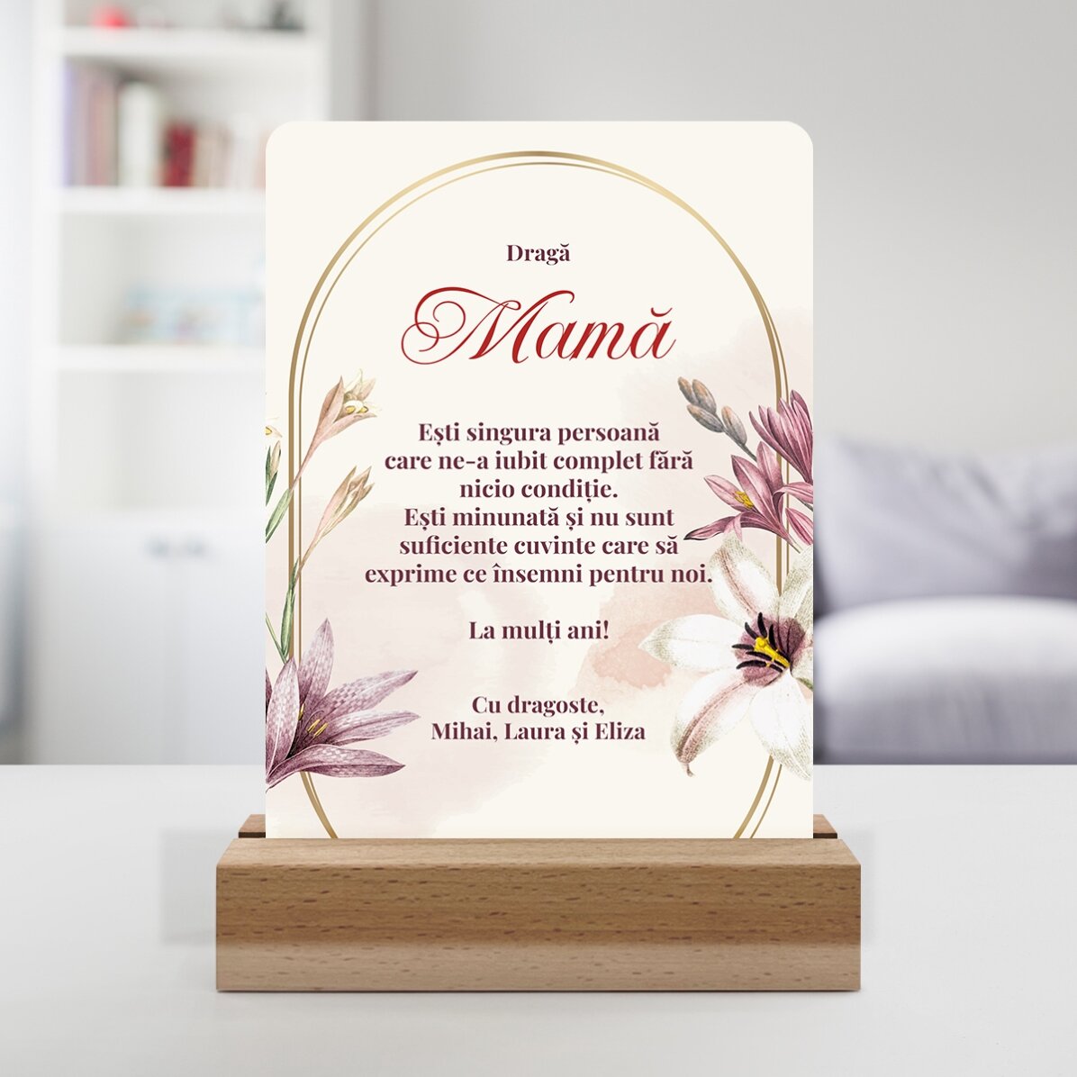 LED-nachtlampje met gepersonaliseerde boodschap voor mama