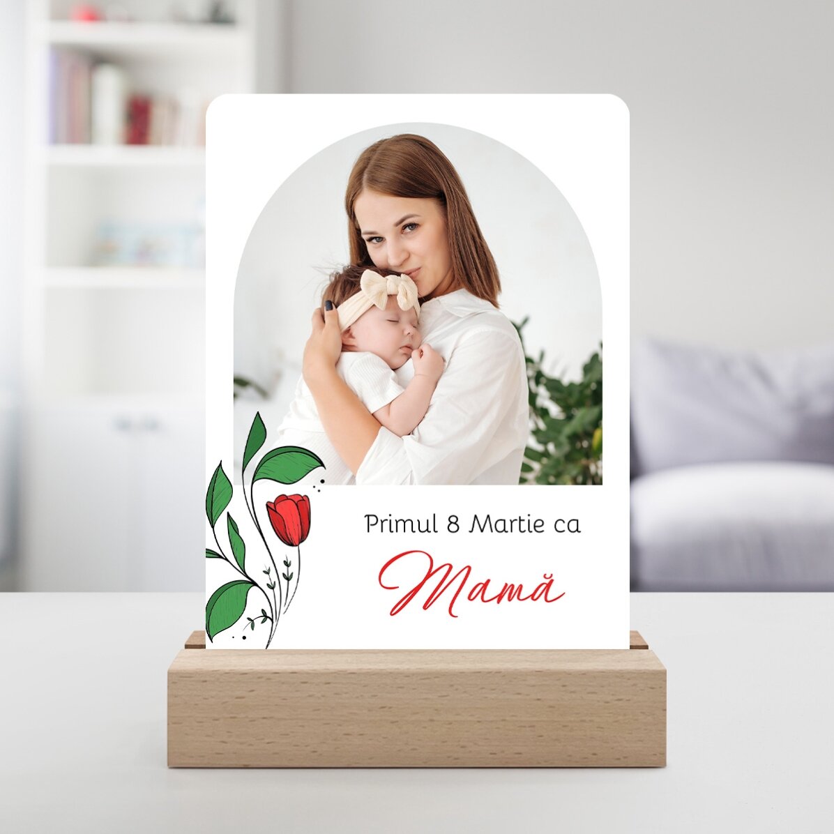 Gepersonaliseerde LED-nachtlamp met een foto en tekst - Een dierbare herinnering