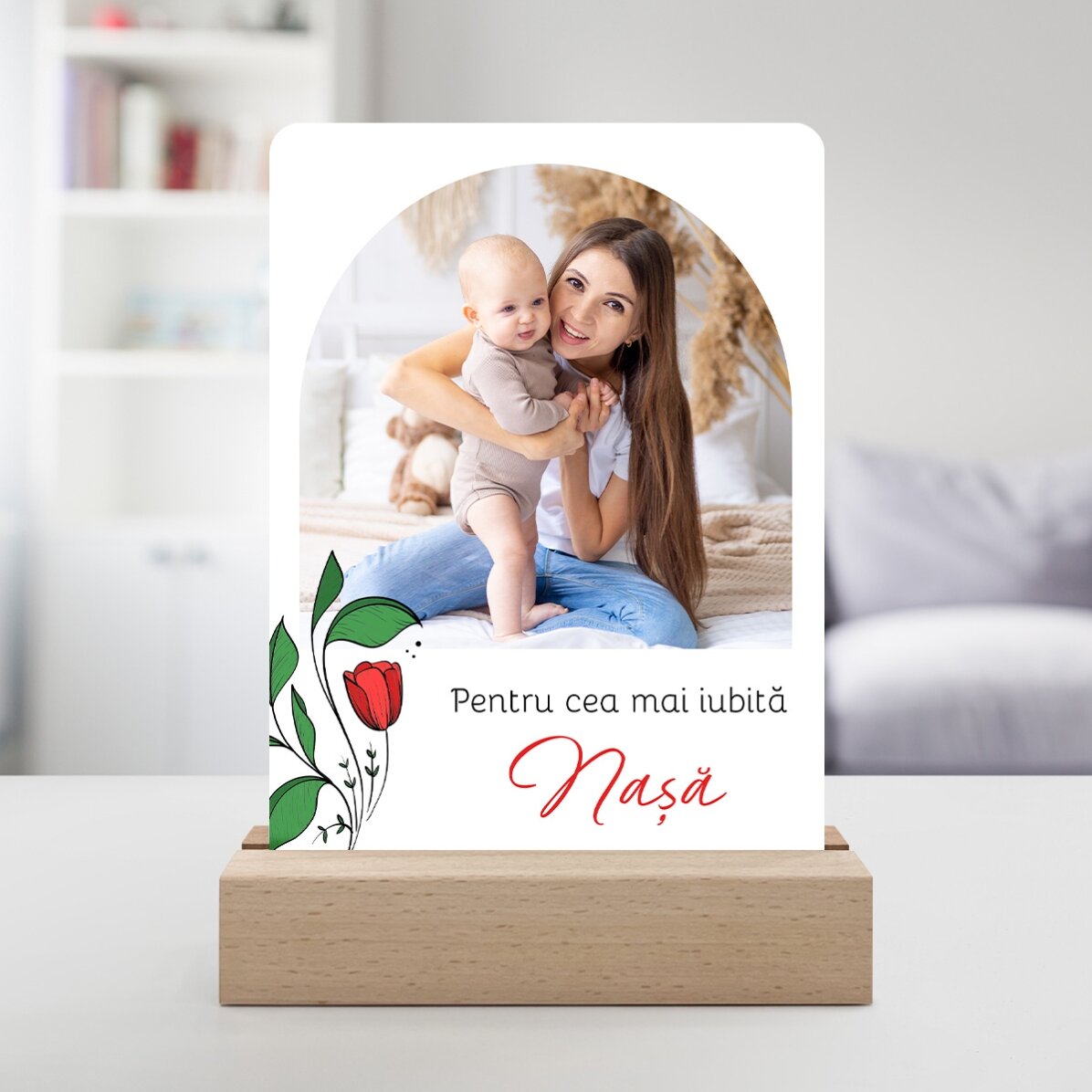 Gepersonaliseerde LED-nachtlamp met een foto en tekst - Een dierbare herinnering