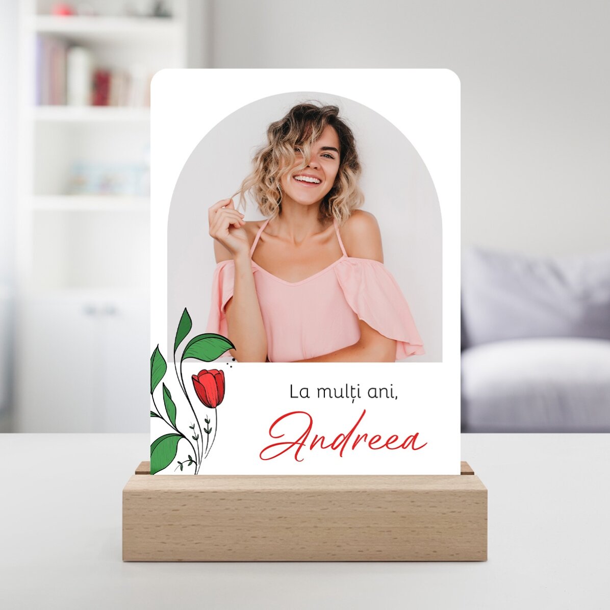 Gepersonaliseerde LED-nachtlamp met een foto en tekst - Een dierbare herinnering