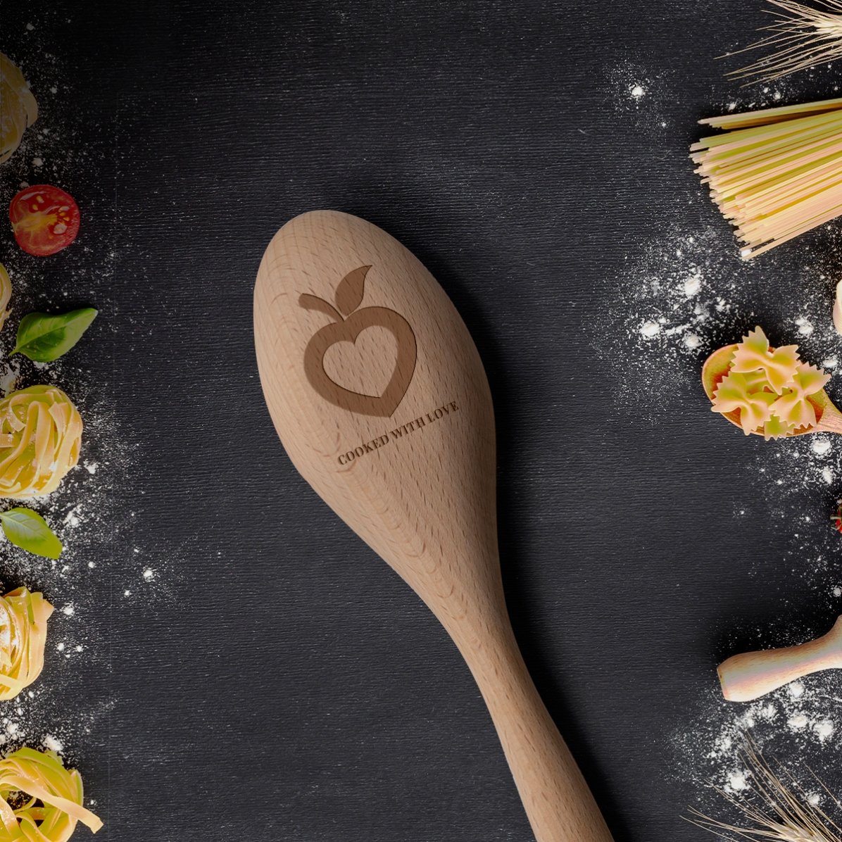 Gepersonaliseerde houten lepel - Cooked with love