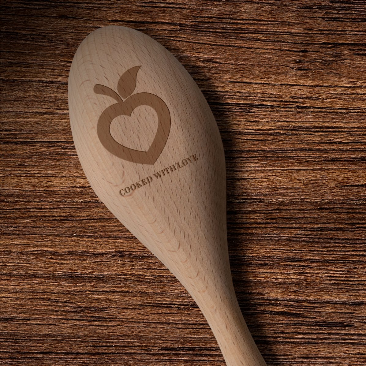 Gepersonaliseerde houten lepel - Cooked with love