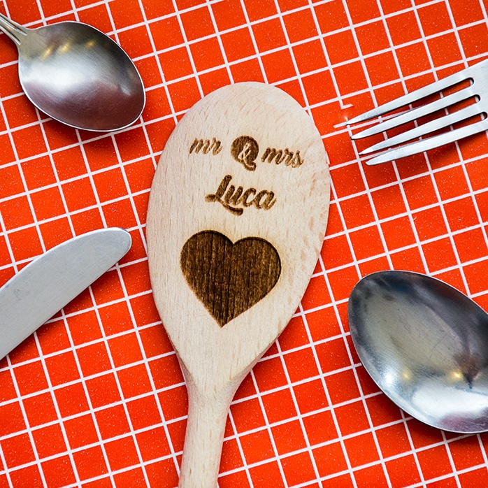 Gepersonaliseerde houten lepel - Mr & Mrs