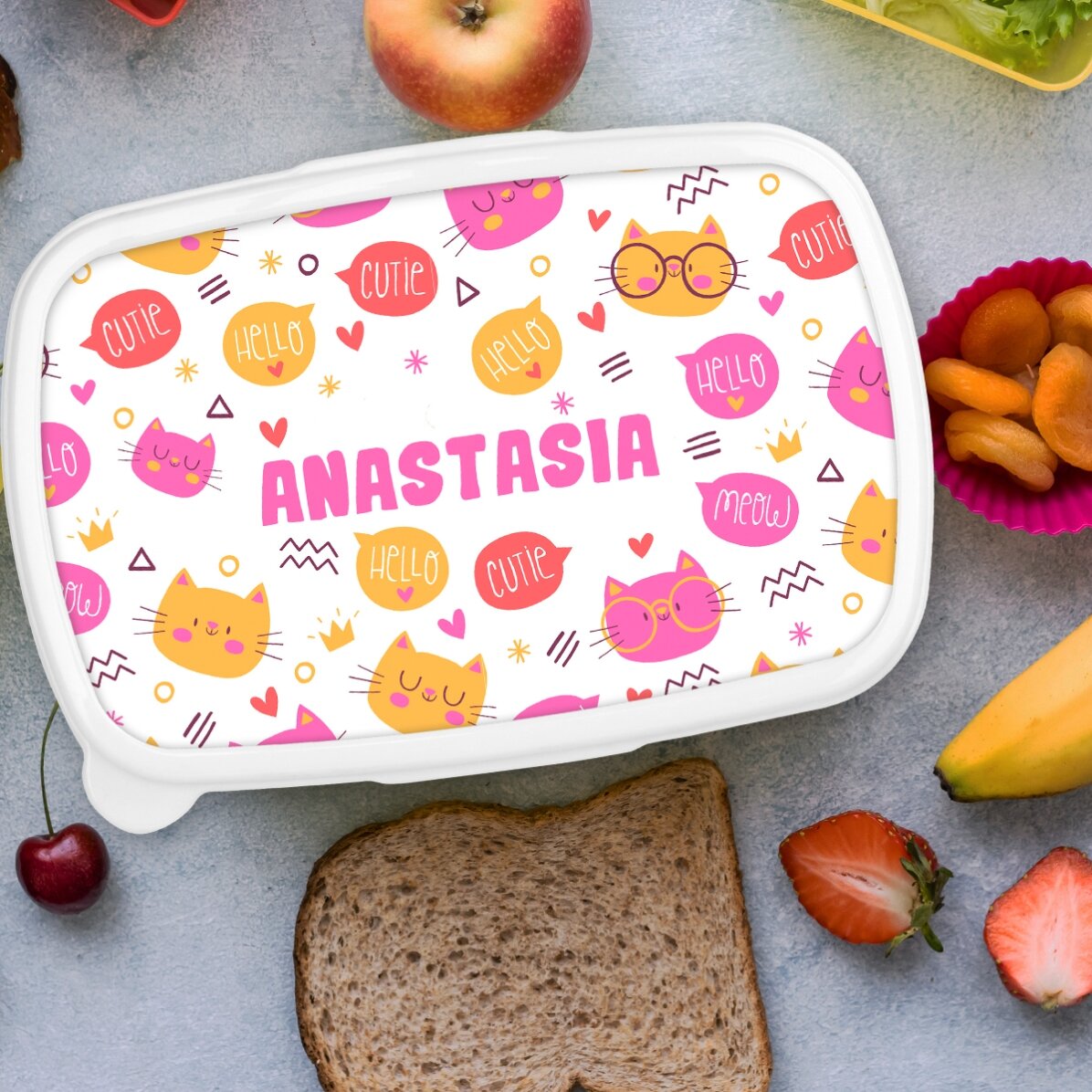 Lunchbox, op maat gemaakte lunchbox met naam - Hello cuties