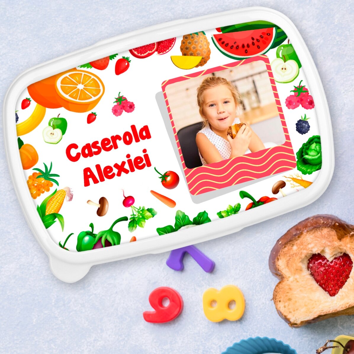 Lunch box, personalised with a photo and text - Fruit and vegetables