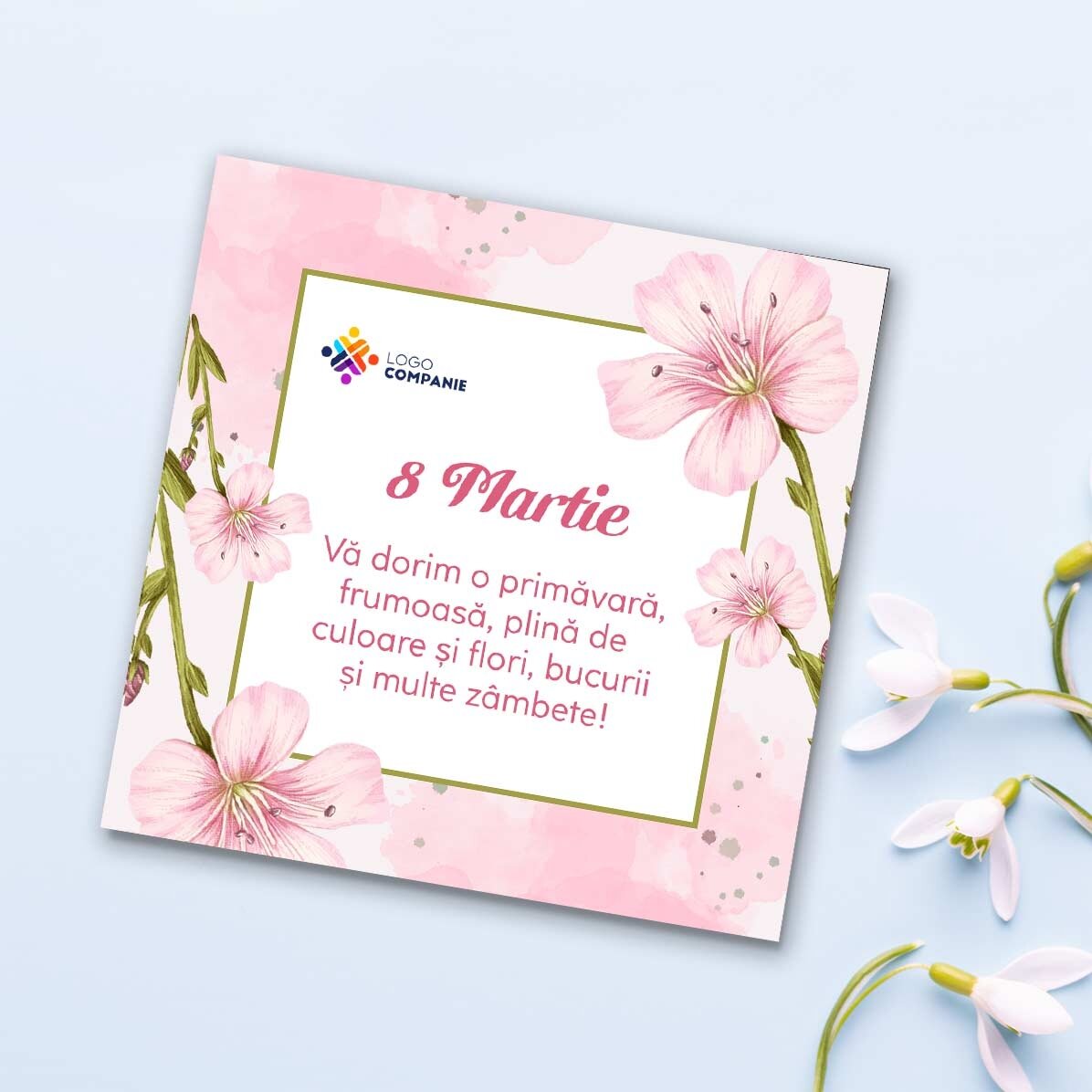 Gepersonaliseerde magneet van 10x10 met logo en tekst - 8 maart