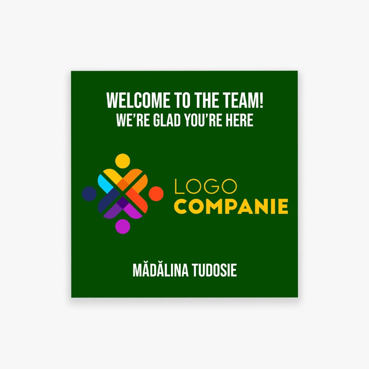 Gepersonaliseerde magneet van 10x10 met logo en tekst - Welcome