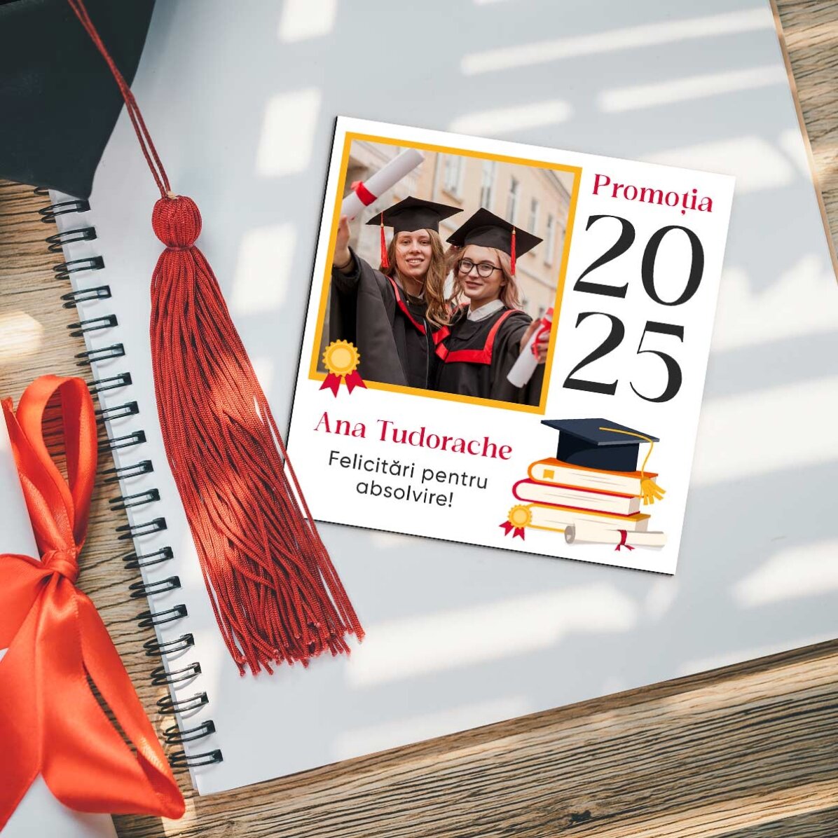 Personalised 10x10 magnet with photo and message - Graduation