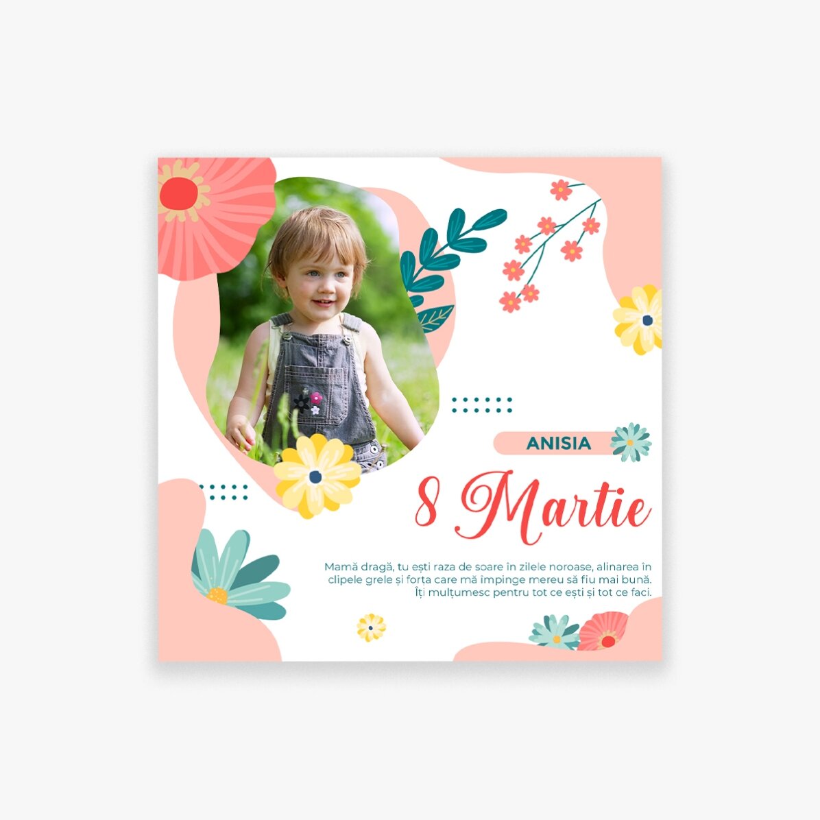 Personalised 10x10 magnet with photo and text - Lovely spring