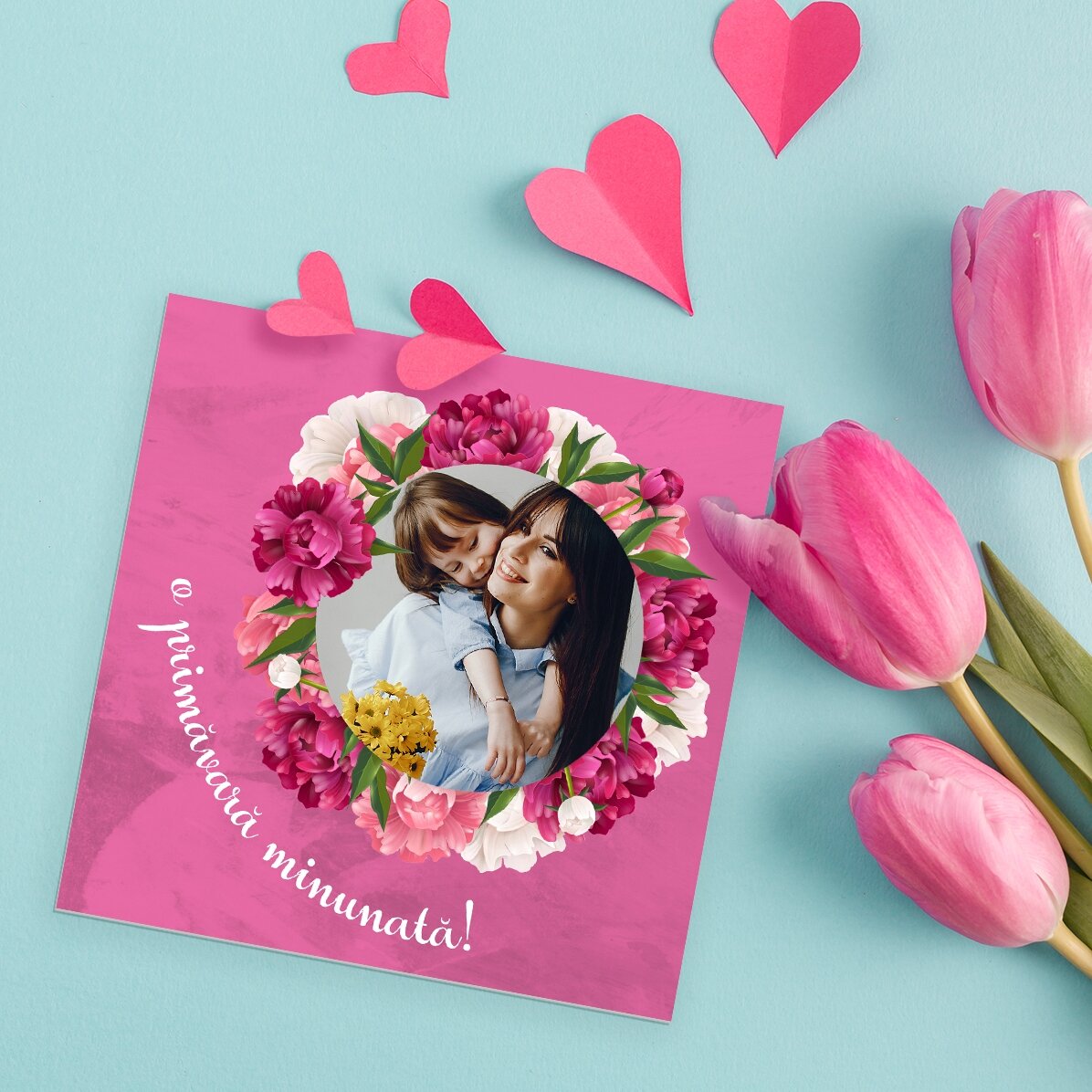 Gepersonaliseerde magneet met foto en tekst - Een mooie lente