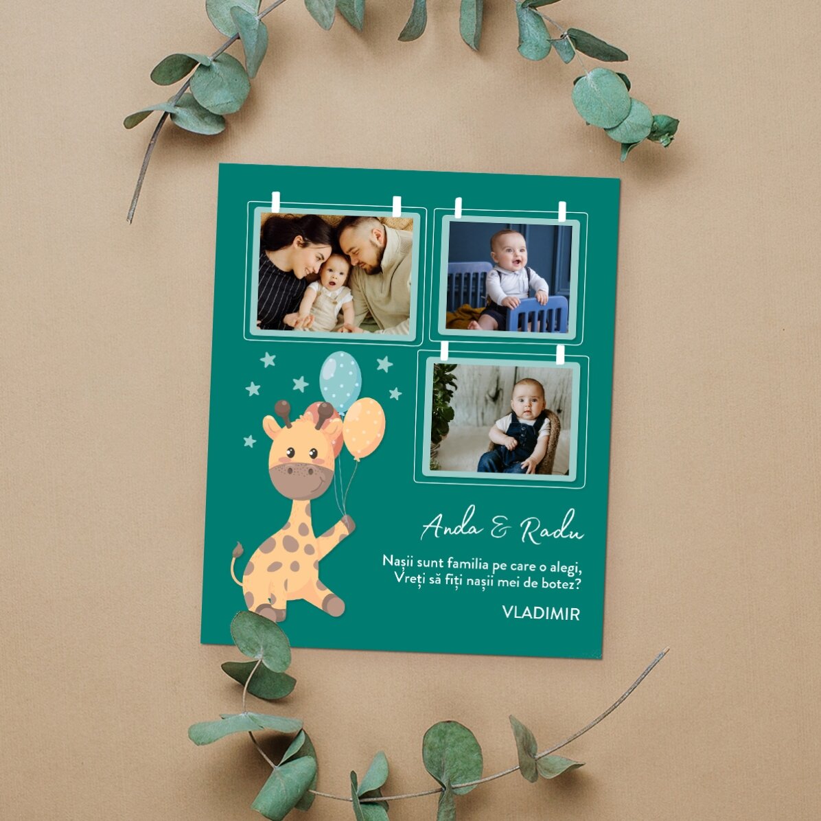 Gepersonaliseerde magneet van 10 x 12 cm met 3 foto