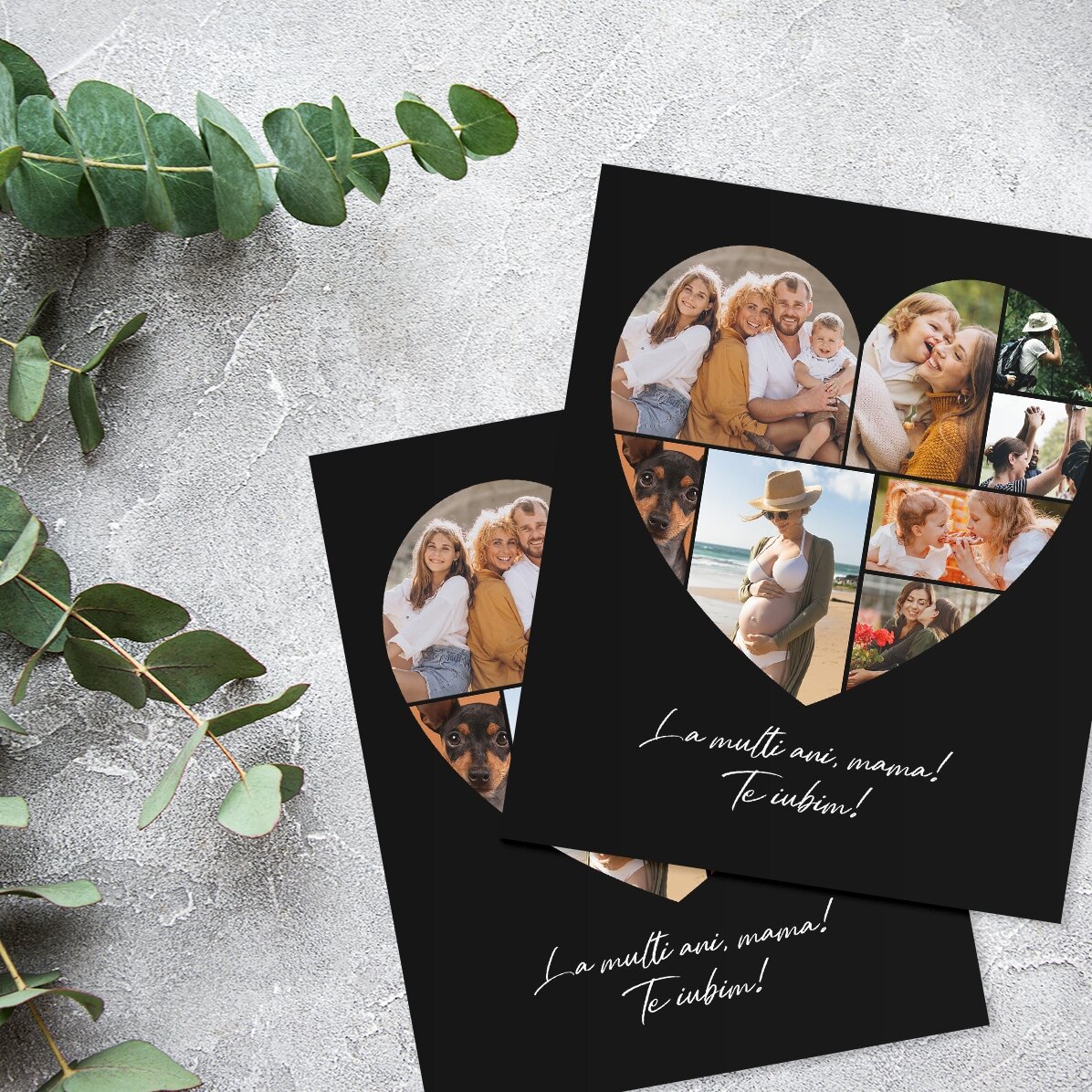 Gepersonaliseerde magneet van 10 x 12 cm met 8 foto’s in de vorm van een hart
