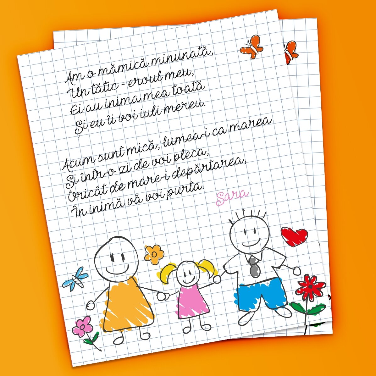 Gepersonaliseerde magneet van 10 x 12 cm met een gedicht voor ouders – Meisje