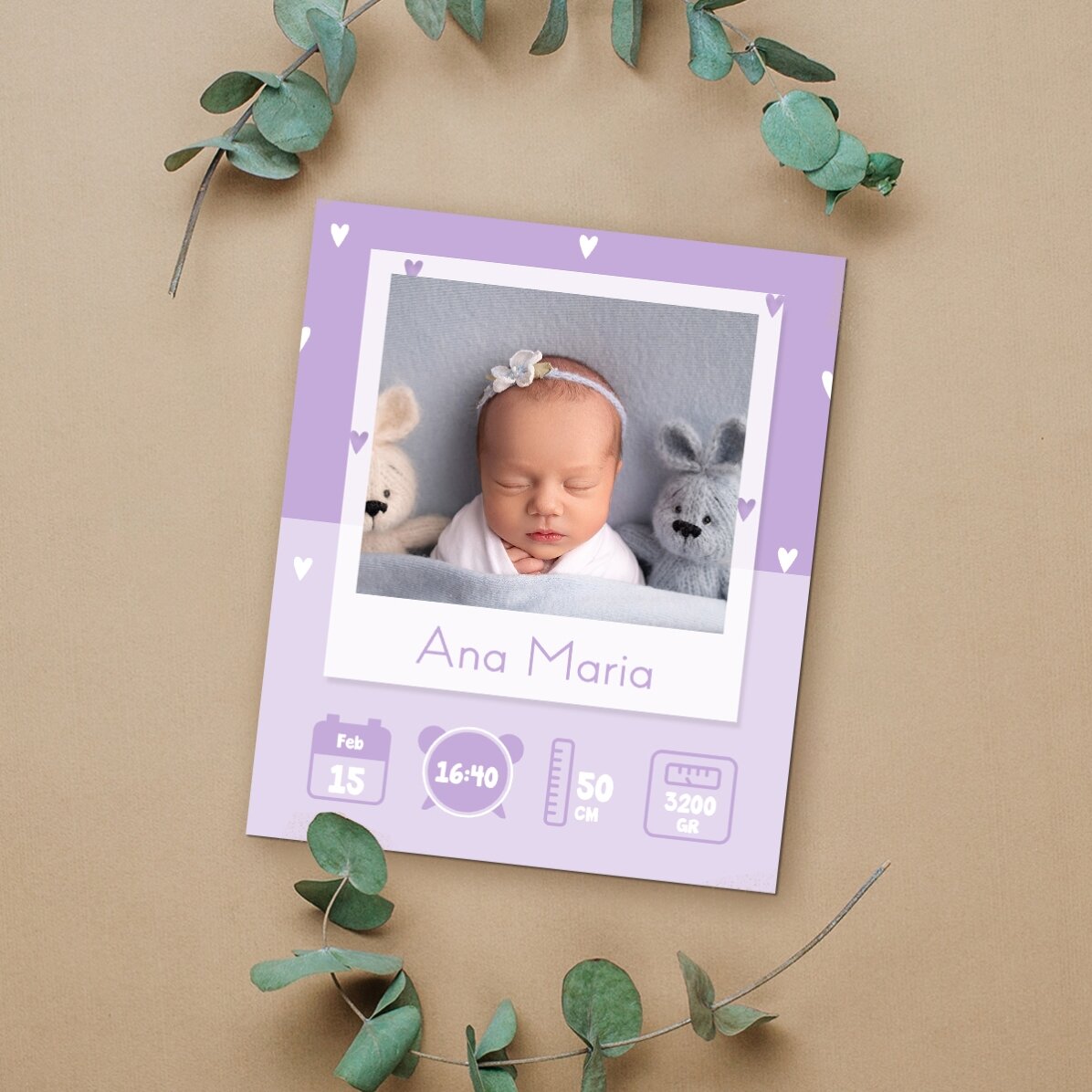 Magnet van 10 x 12 cm, gepersonaliseerd met een foto en tekst - Baby