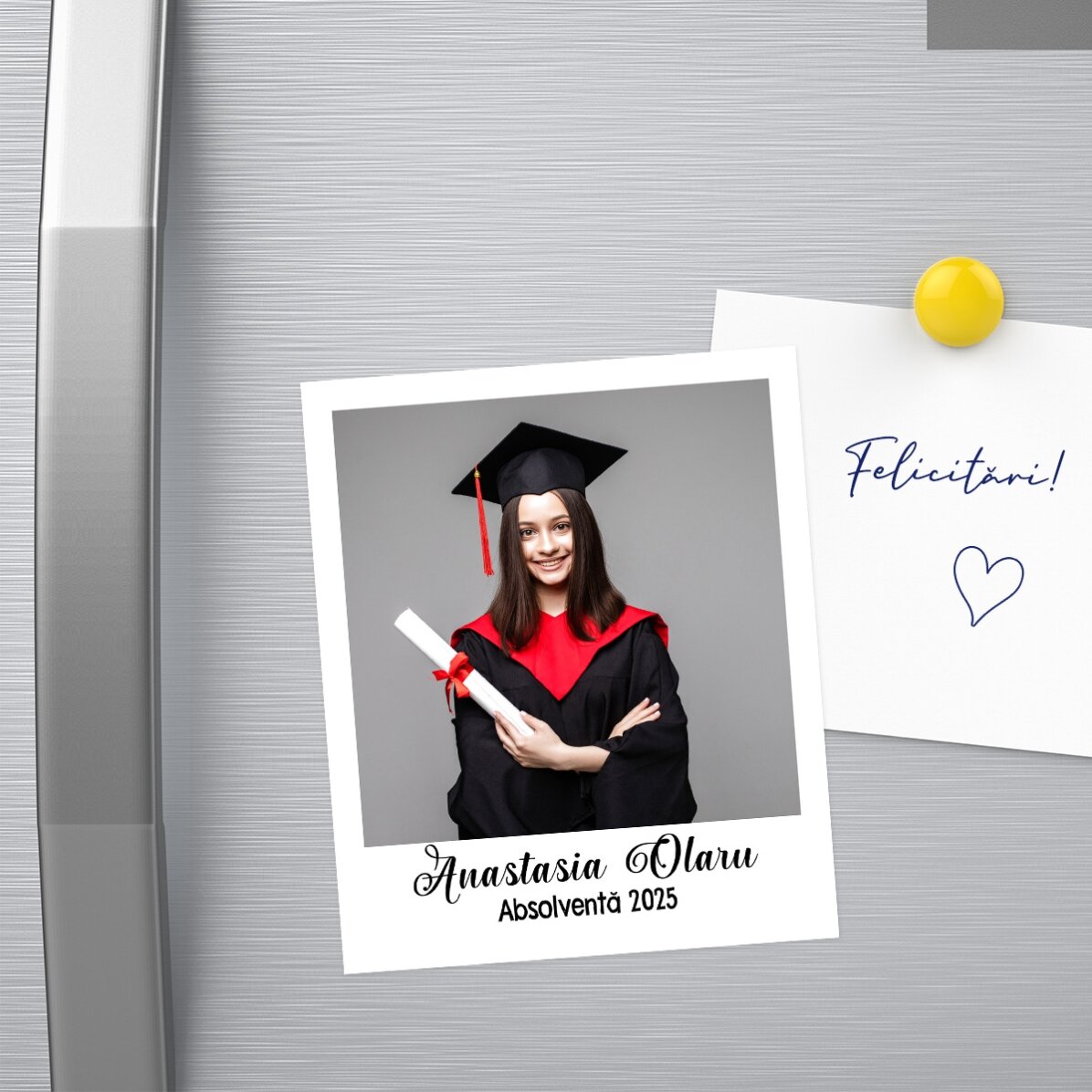 10x12 cm magnet personalised with a photo and text - Polaroid format