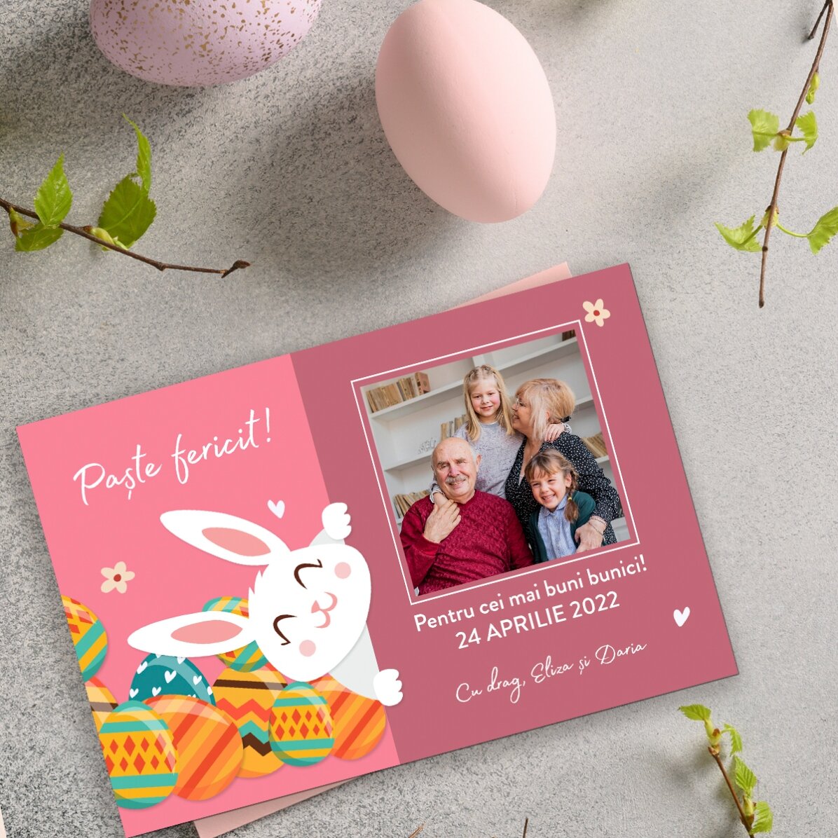Gepersonaliseerde magneet van 10 x 15 cm met tekst en foto – Paashaas