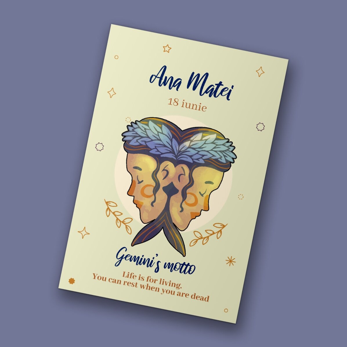 10x15 cm magnet personalised with text - Gemini zodiac sign