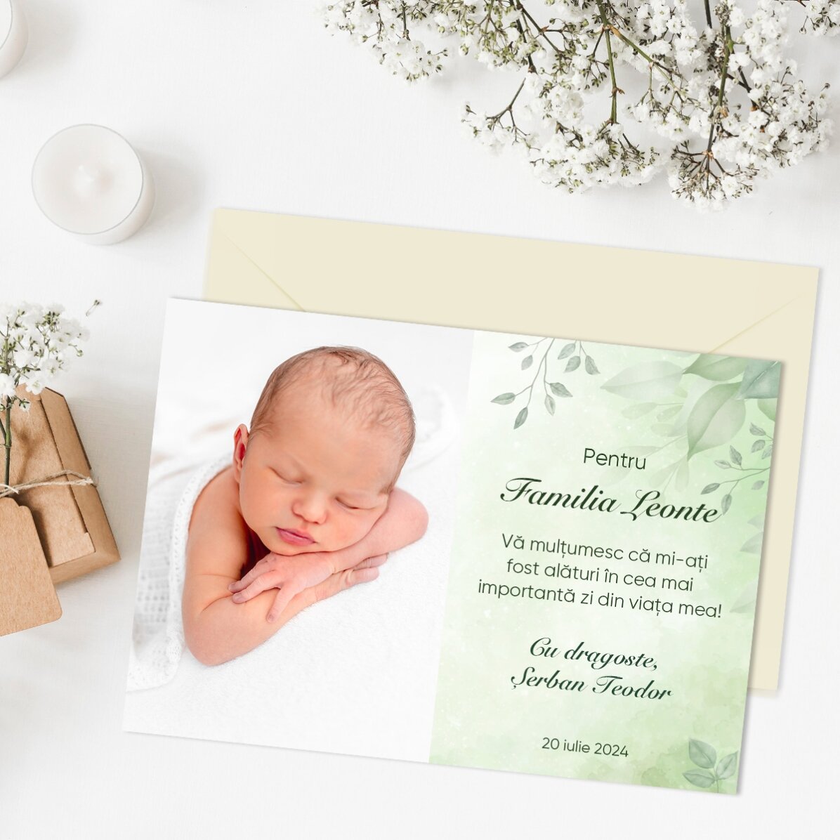 Gepersonaliseerde magneet van 10 x 7 cm met een foto en een boodschap – Doopherinnering