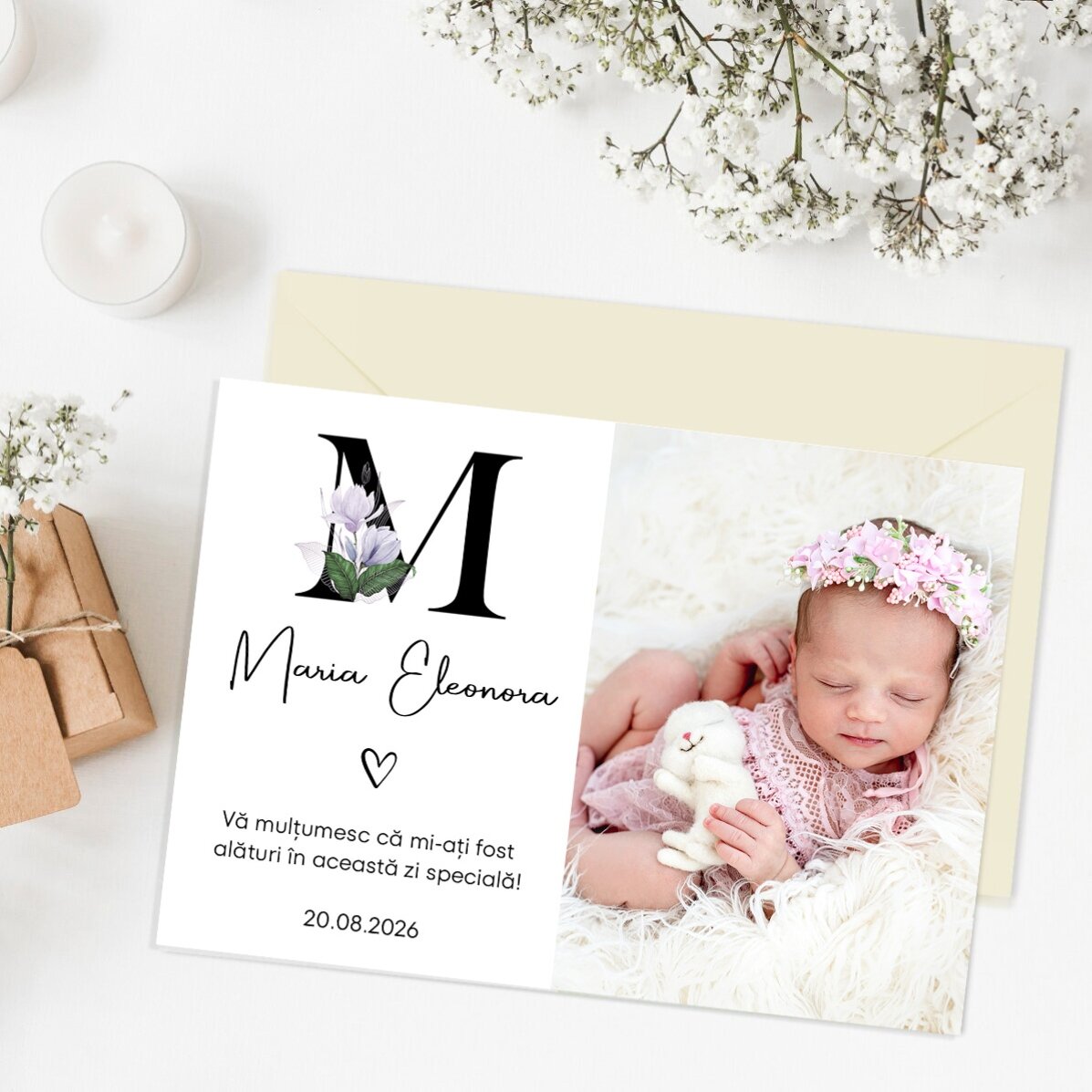 Gepersonaliseerde magneet van 10 x 7 cm met een foto en tekst – Doopcertificaat