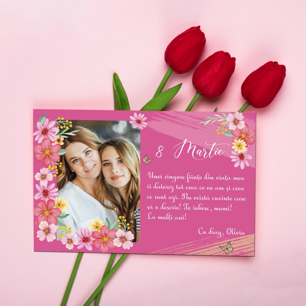 Magnet van 15 x 10 cm, gepersonaliseerd met een foto en tekst – 8 maart