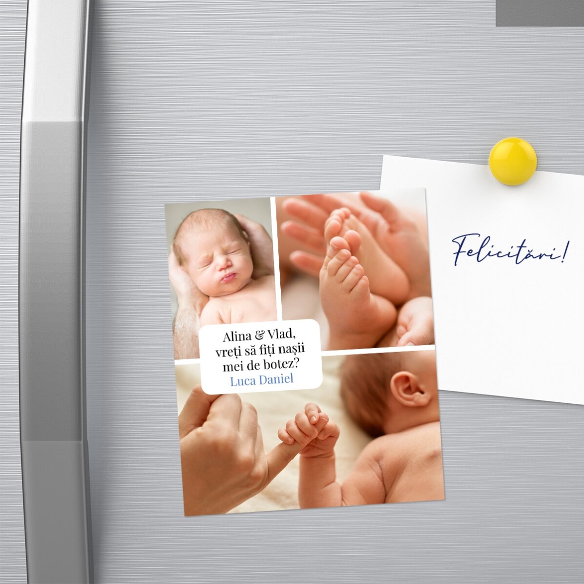 Reusable magnet 10x12 cm personalised with 3 photos and message