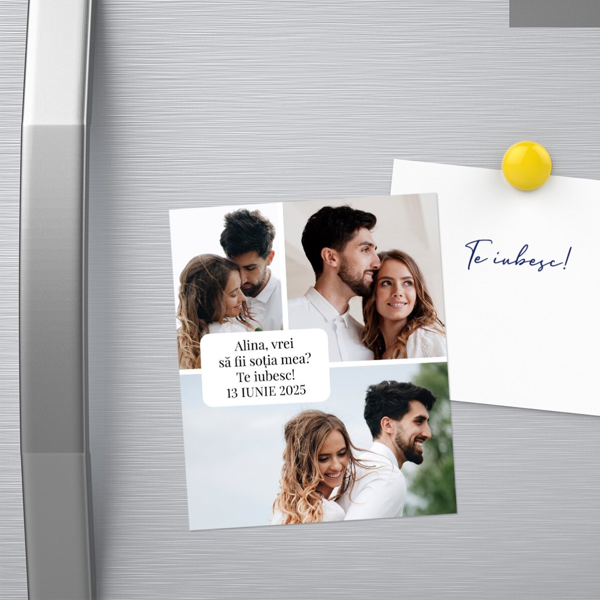 Reusable magnet 10x12 cm personalised with 3 photos and message