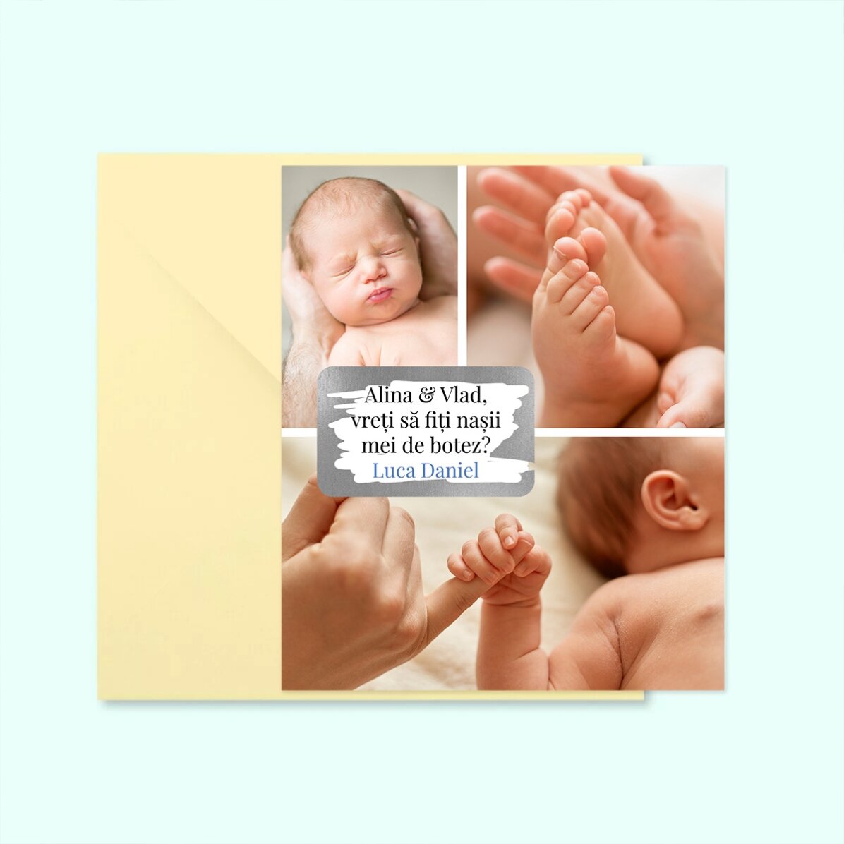 Reusable magnet 10x12 cm personalised with 3 photos and message