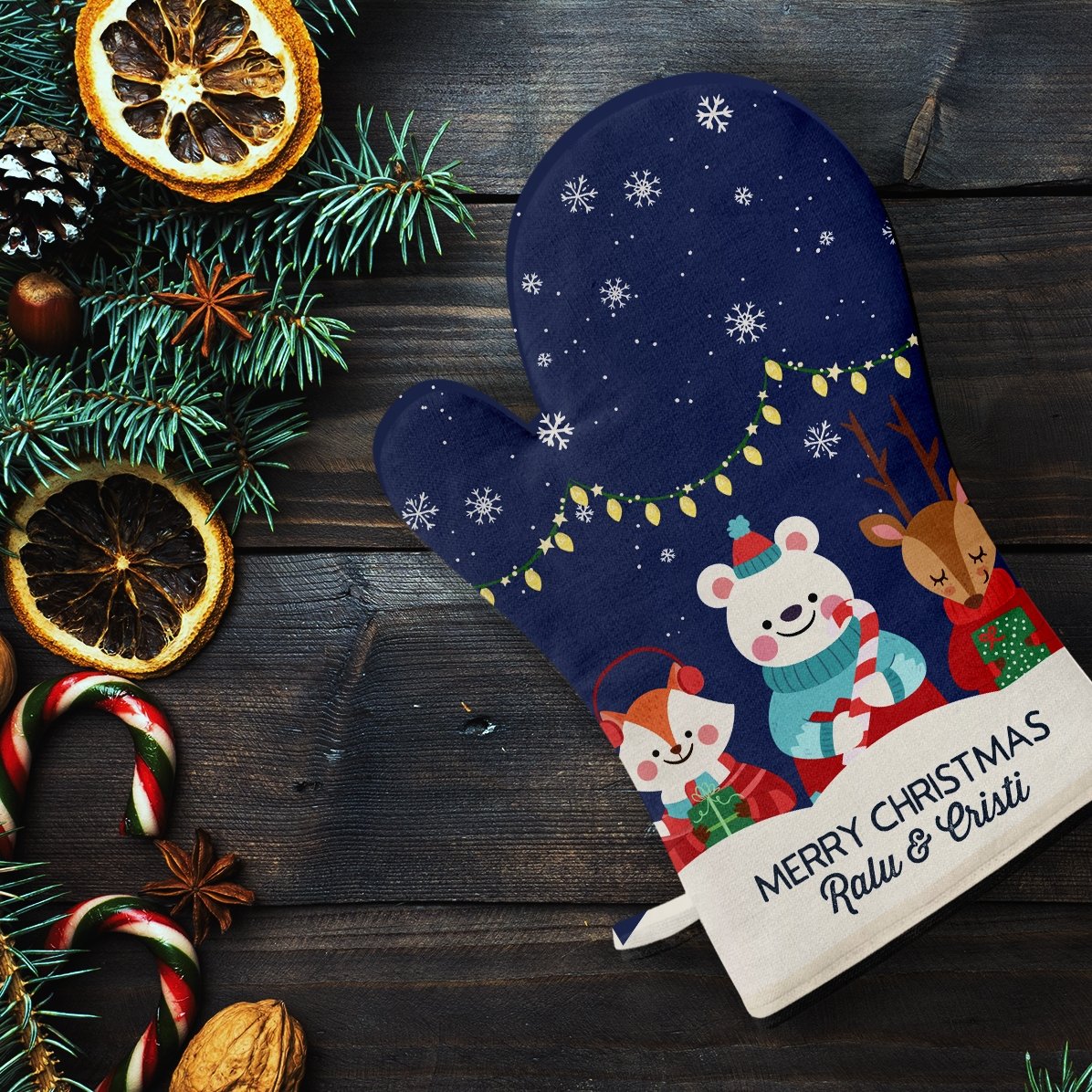Personalised oven glove with text - Christmas Night