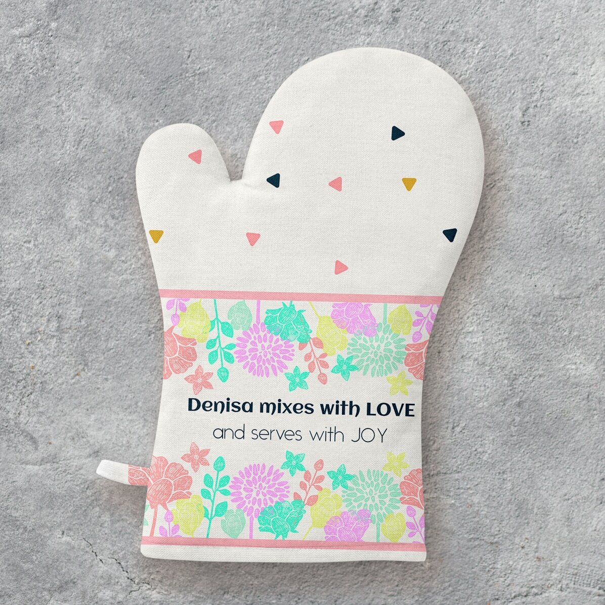 Op maat gemaakte keukenhandschoen met tekst - Mixed with love