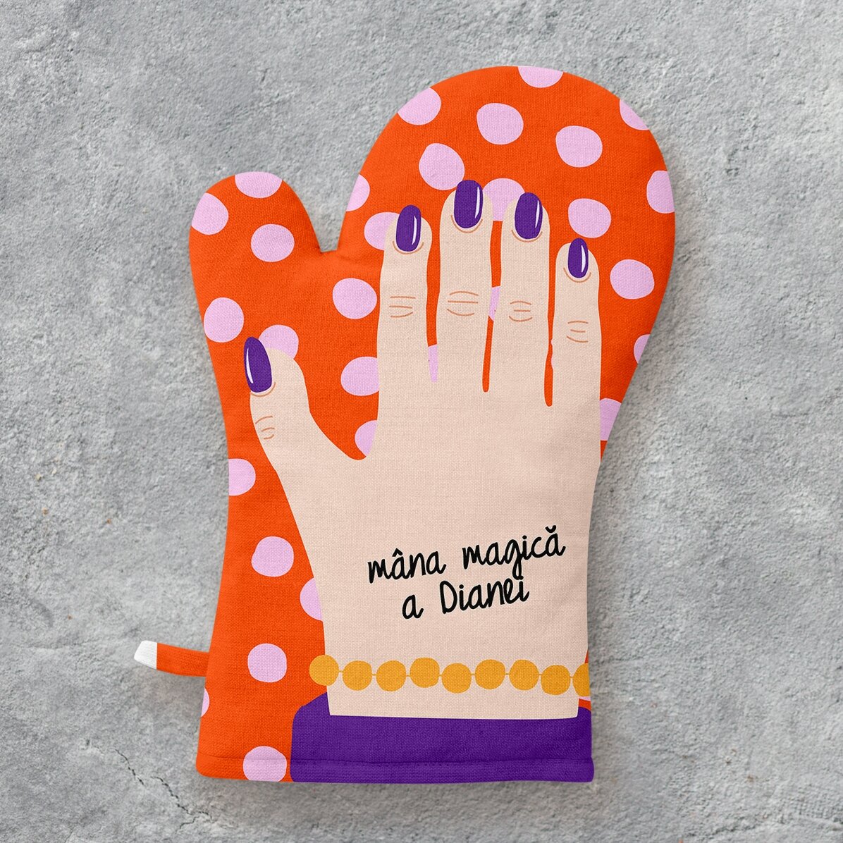 Op maat gemaakte keukenhandschoen met tekst - Handmodel