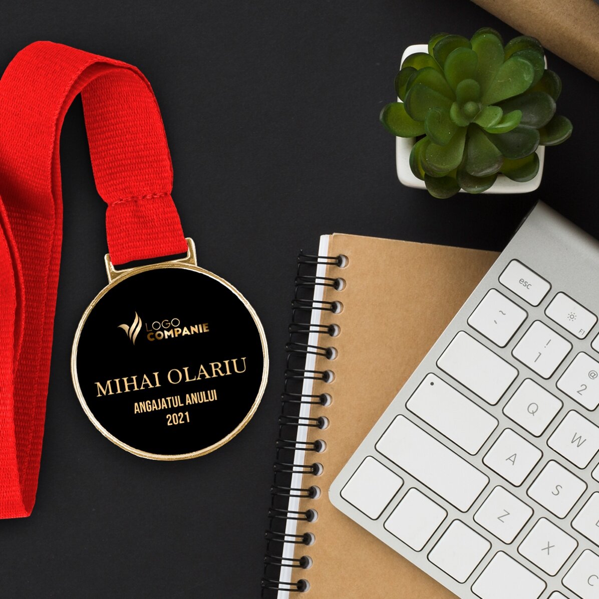 Gepersonaliseerde medaille met logo en tekst