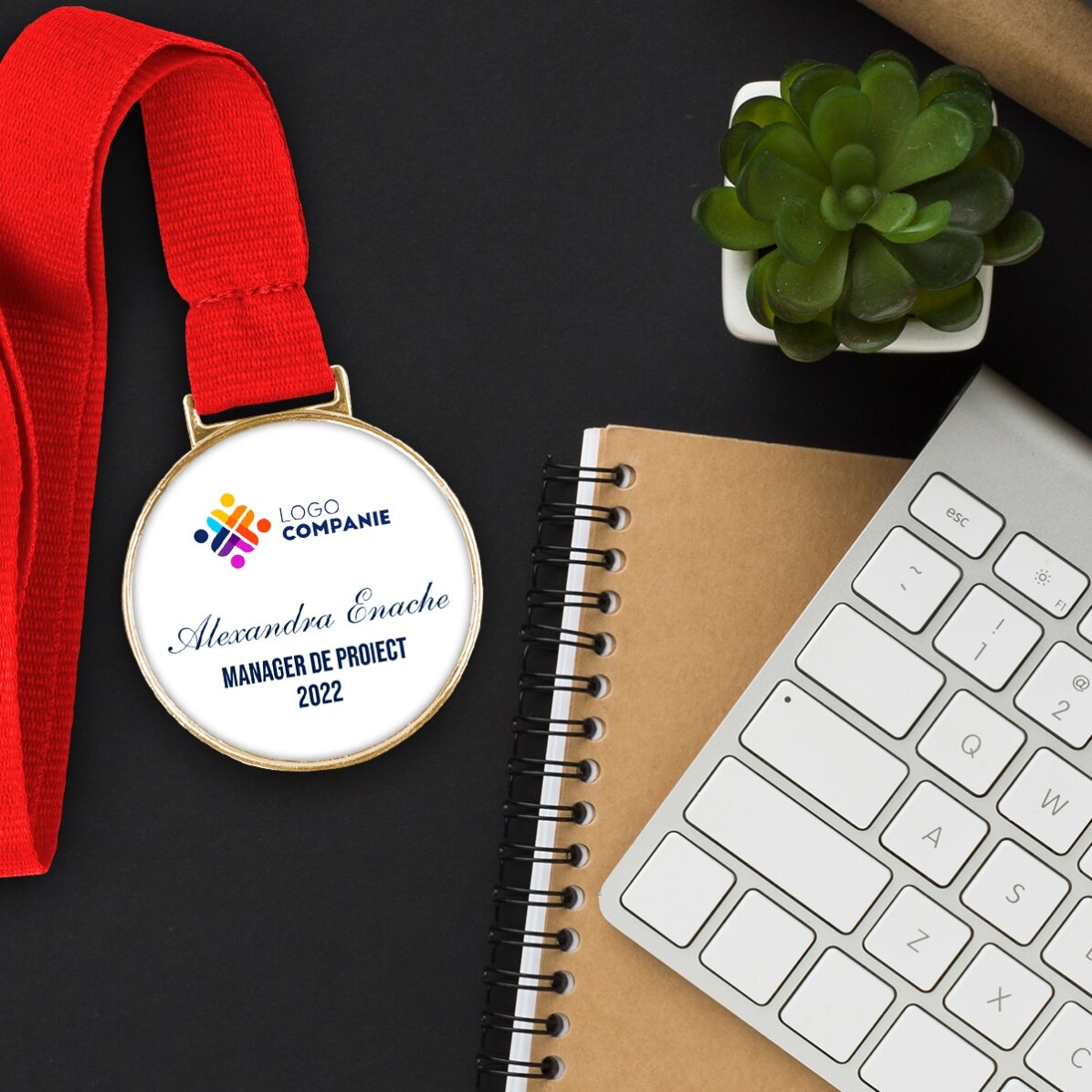 Gepersonaliseerde medaille met logo en tekst
