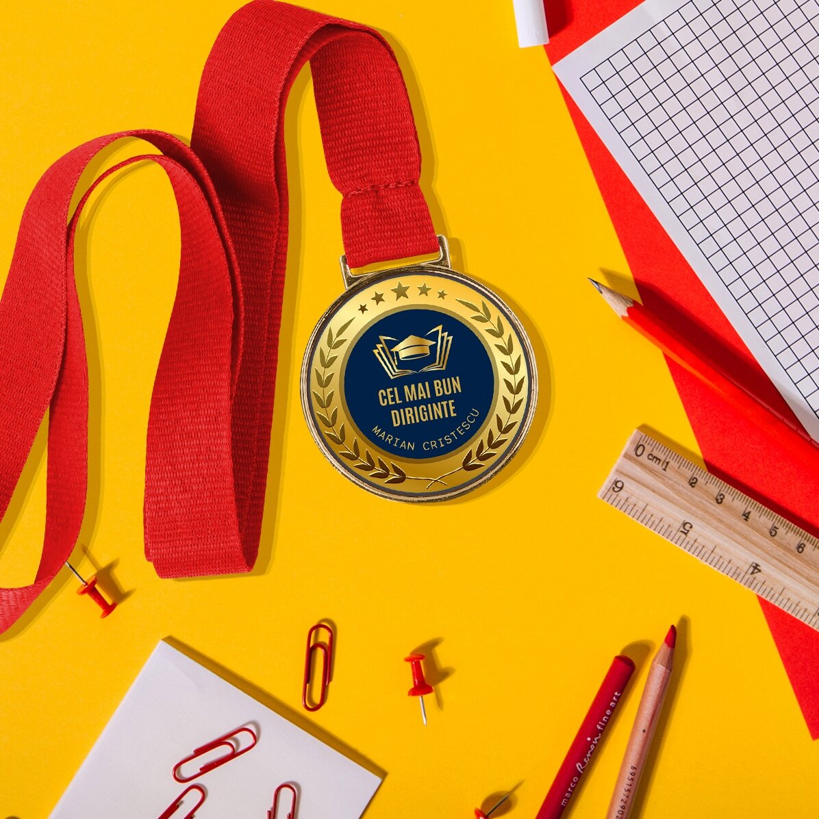 Gepersonaliseerde medaille met tekst - De beste klassenleraar