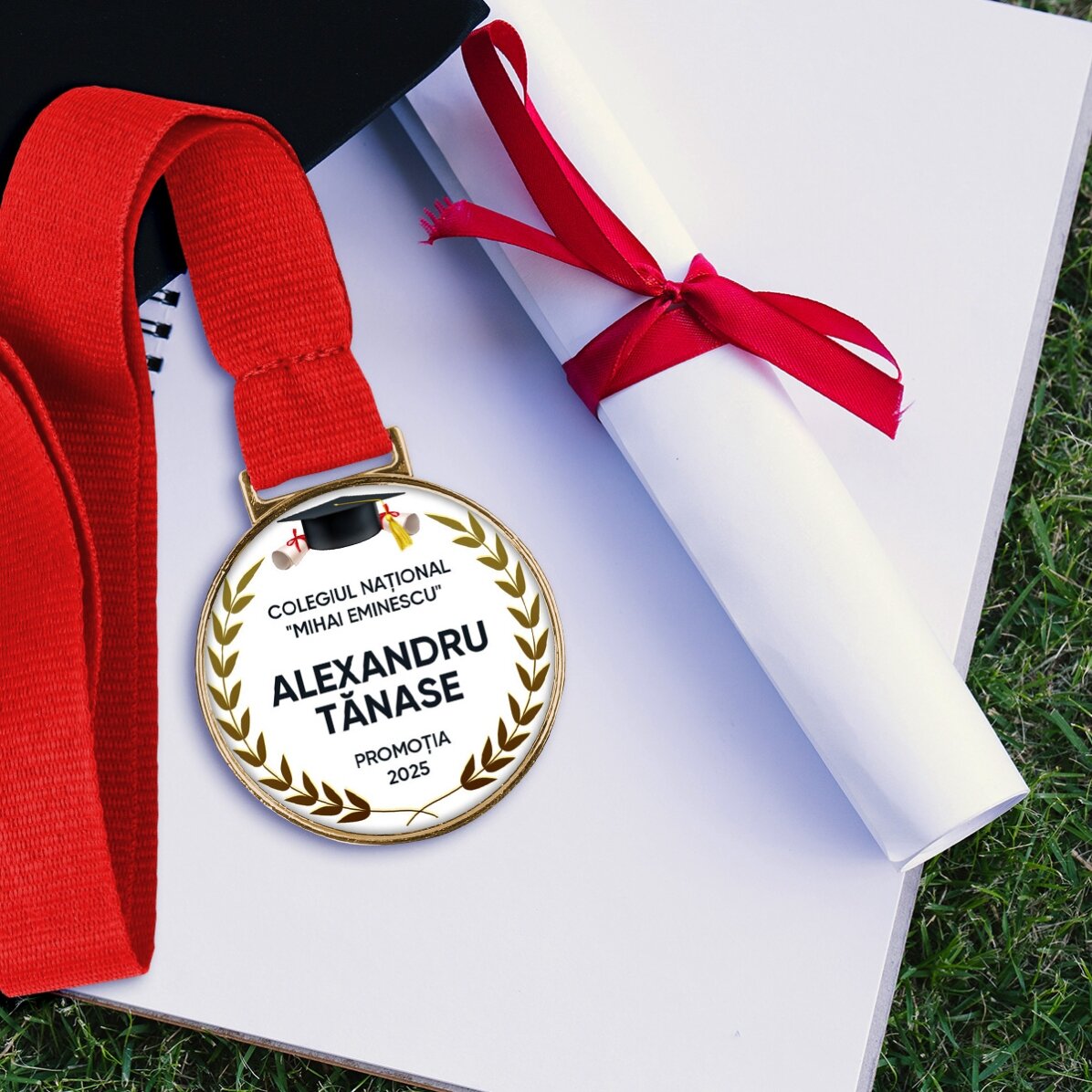 Gepersonaliseerde medaille met tekst - Felicitaties voor het behalen van je diploma