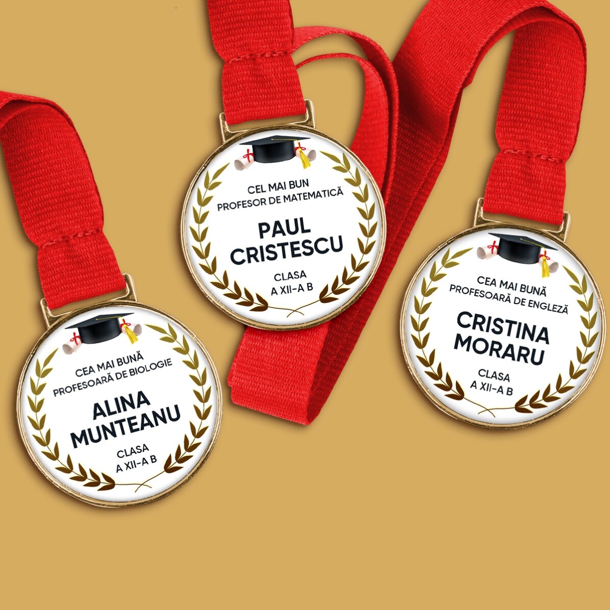 Gepersonaliseerde medaille met tekst - Felicitaties voor het behalen van je diploma