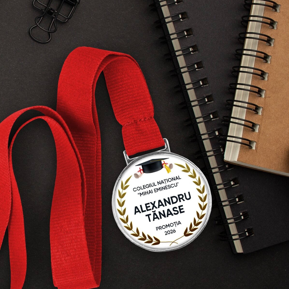 Gepersonaliseerde medaille met tekst - Felicitaties voor het behalen van je diploma