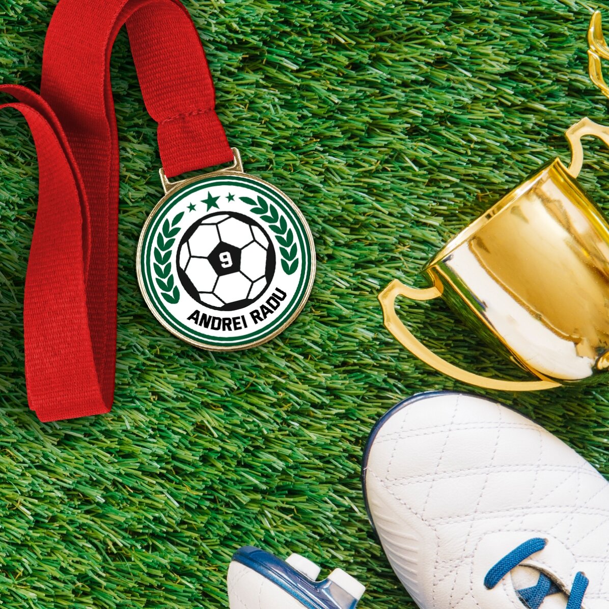Gepersonaliseerde medaille met tekst - Voetbal