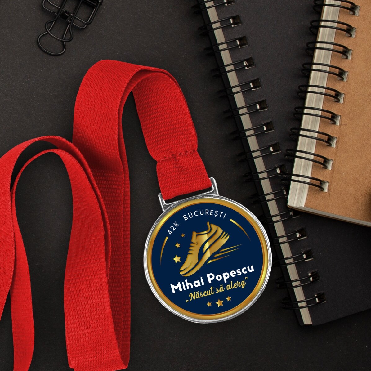 Gepersonaliseerde medaille met tekst voor hardlopers