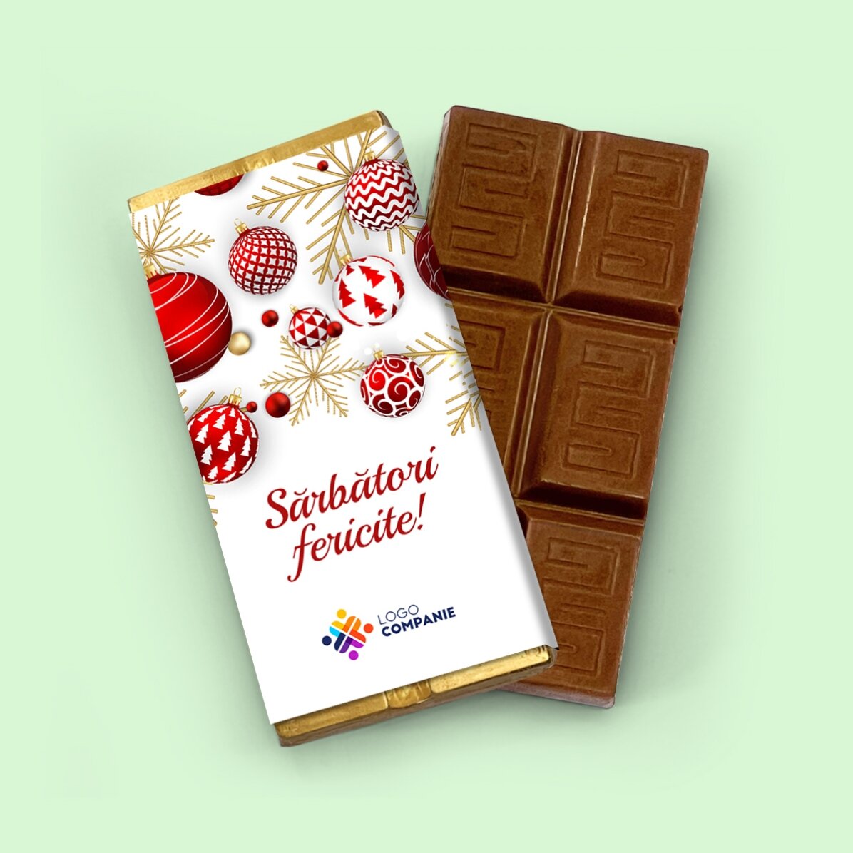 Gepersonaliseerde mini-chocoladetablet met logo en boodschap - Globuri