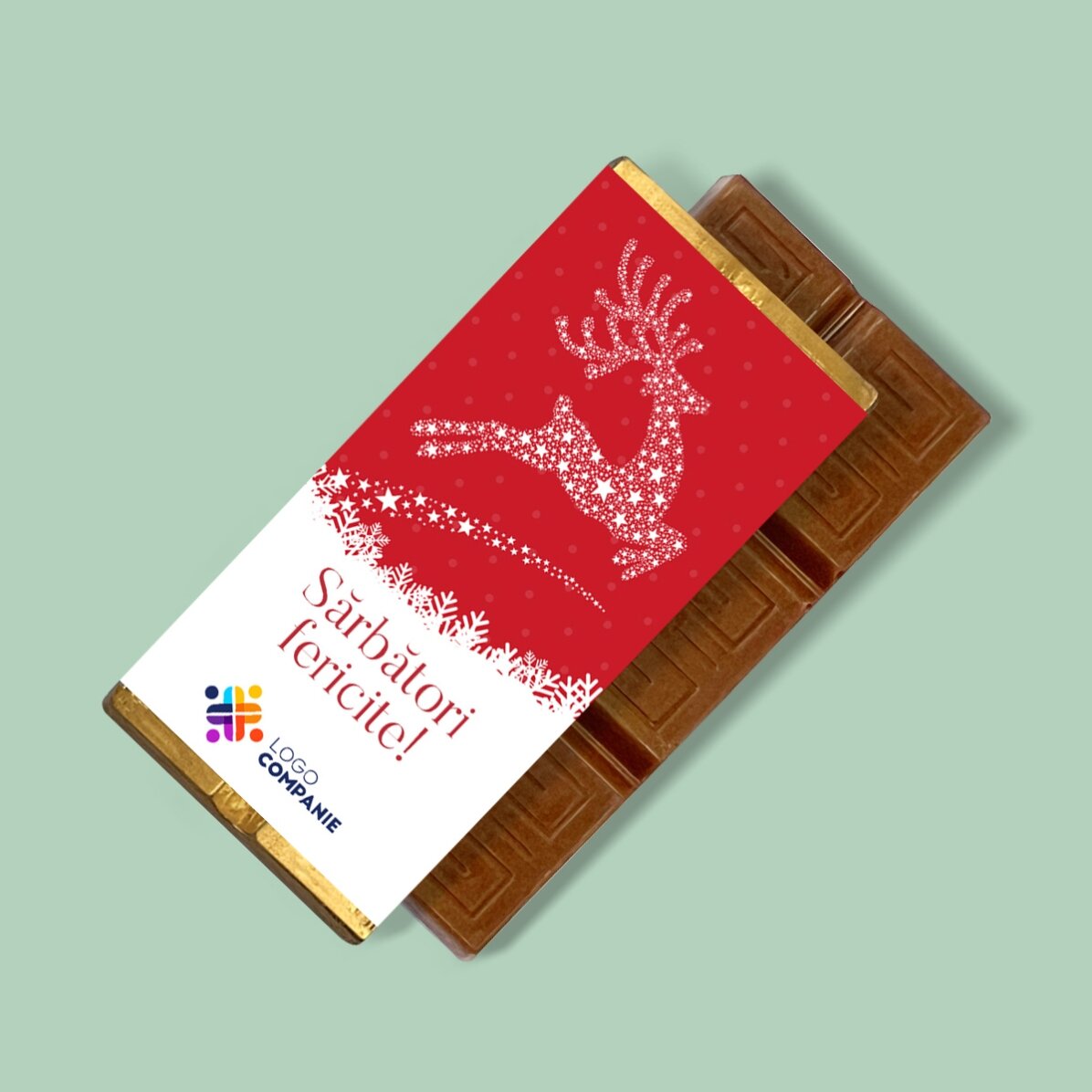 Gepersonaliseerde mini-chocoladereep met logo en boodschap - De magie van Kerstmis