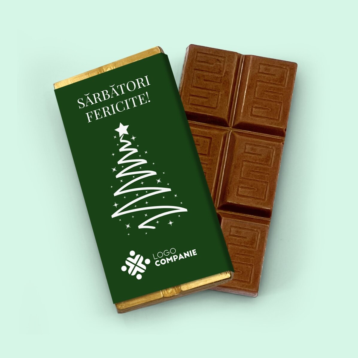 Mini chocolate bar personalised with logo and message - Happy Holidays